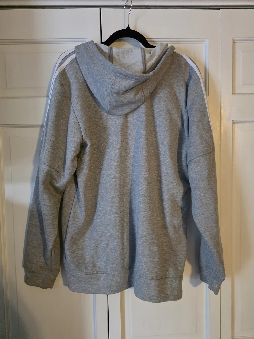 adidas Essentials 3-Stripes Full Zip Hoodie | Size Large | Heather Gray